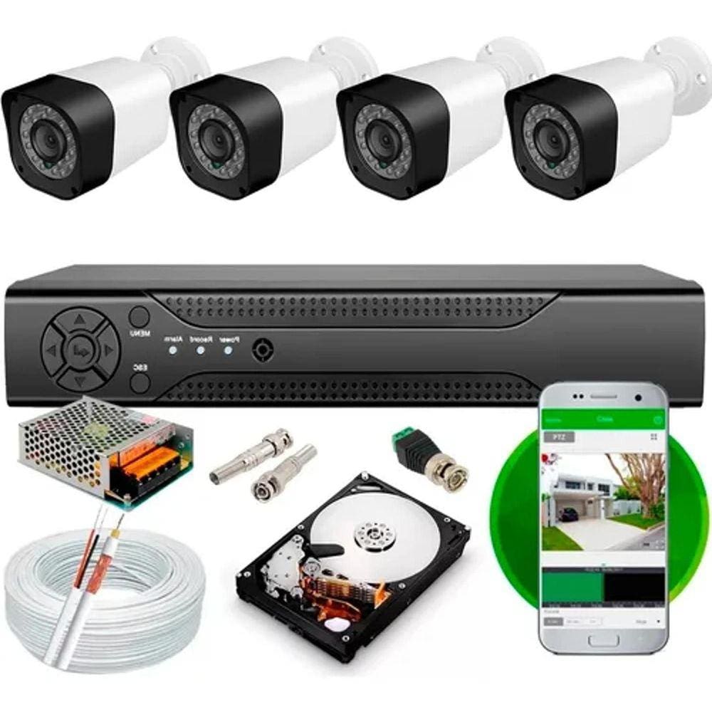 Kit 4 Cameras Segurança Dvr 8 Canais Full Hd Cabo E Hd 500gb