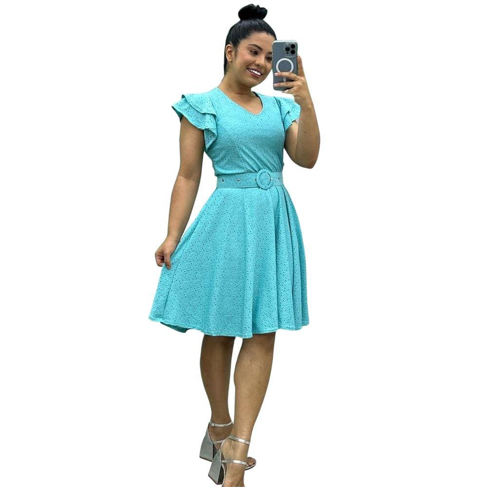 Vestido Godê Midi Lanzinha Moda Evangelica Feminina Manga Longa