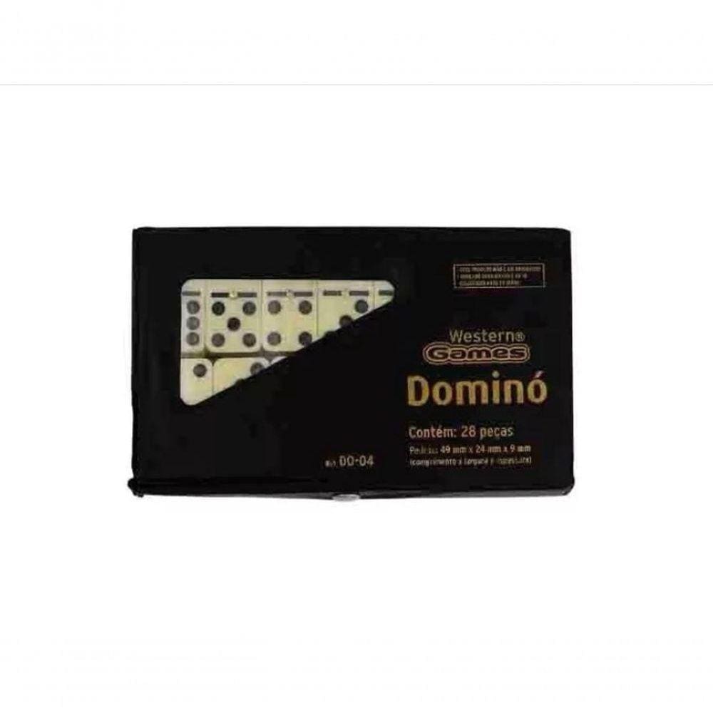 Jogo De Domino Western Estojo 28 Pecas 49x24x9mm