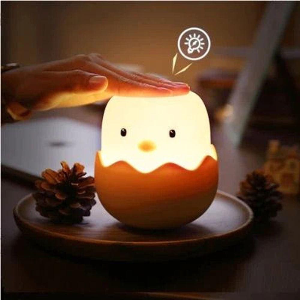 Luminária Led Recarregável Infantil De Pintinho Em Silicone