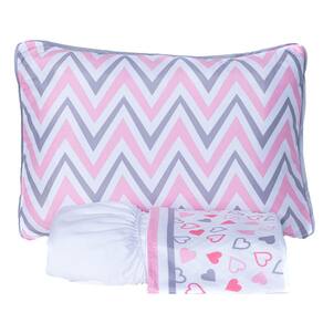 Jogo de Cama Corações Chevron Branco Solteiro 03 Peças - Micropercal 180 Fios