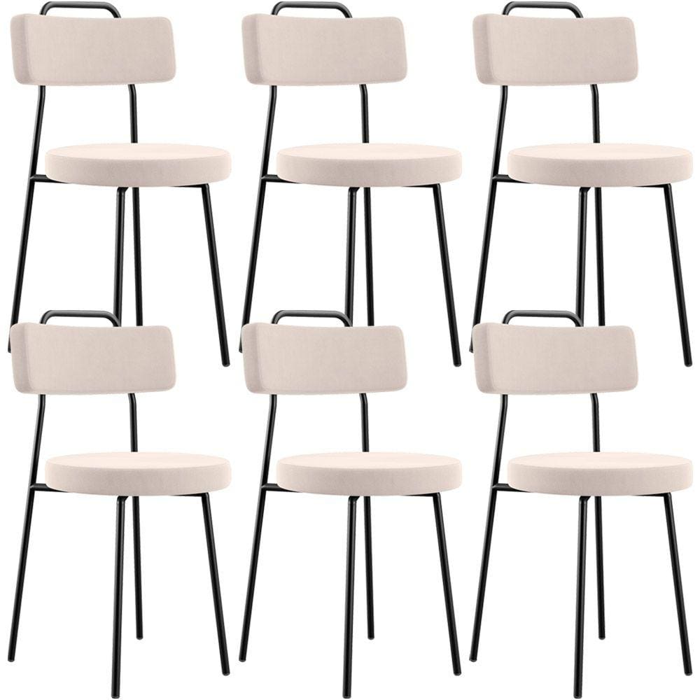 Kit 06 Cadeiras Decorativas Estofada Para Sala De Jantar Barcelona L02 Suede Bege - Lyam Decor