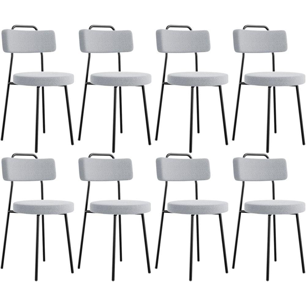 Kit 08 Cadeiras Decorativas Estofada Para Sala De Jantar Barcelona L02 Bouclê Cinza - Lyam Decor