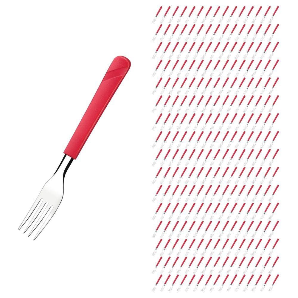 Jogo 240 Garfos Aço Inox e Plástico Vermelho Linha Luna