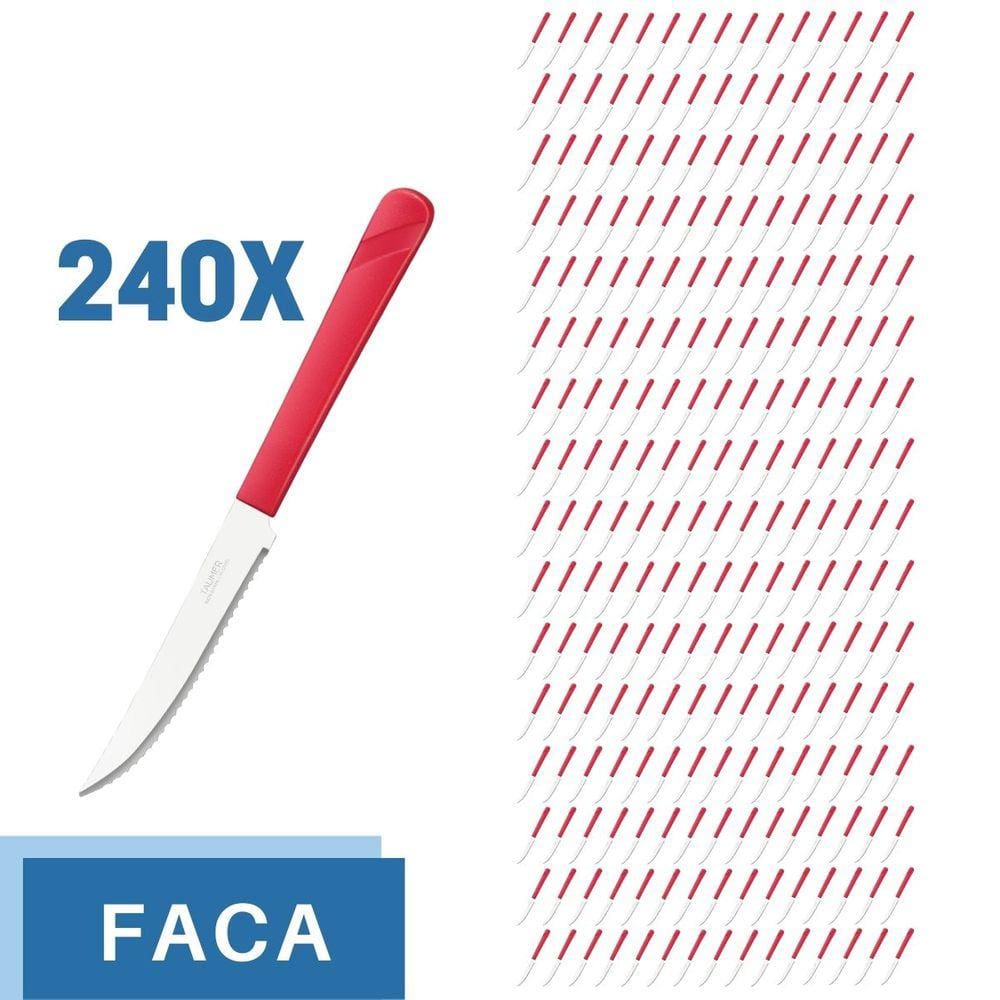 Conjunto 240 Facas Aço Inox Cabo Plástico Vermelho Luna