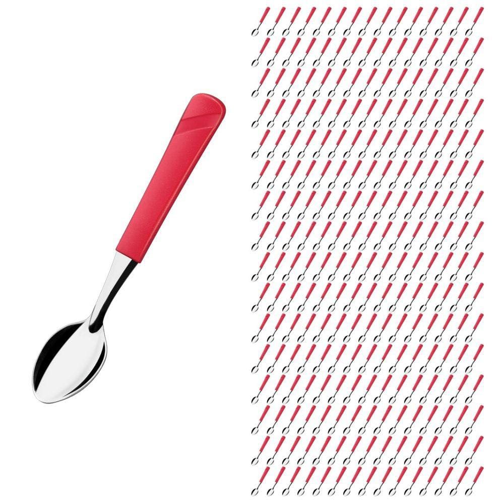 Kit 240 Colher de Chá Vermelho Luna Aço Inox Restaurante