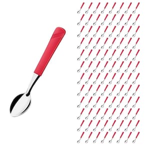 Kit 96 Colher de Chá Vermelho Luna Aço Inox Restaurante