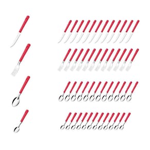 Colher Faca Garfo Colher Chá Inox Vermelho Luna - 48 un