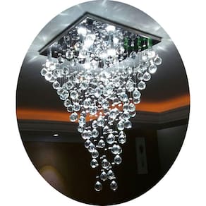 Lustre De Cristal Para Sala, Base De Inox 42X42cm, Altura 80Cm