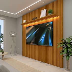 Painel Ripado Para Sala TV Até 75 Polegadas Com LED Naturale Notável Shop JM