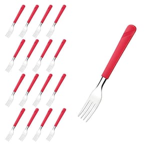 Conjunto 24 Garfos Linha Luna Vermelho Aço Inox Mesa Buffet