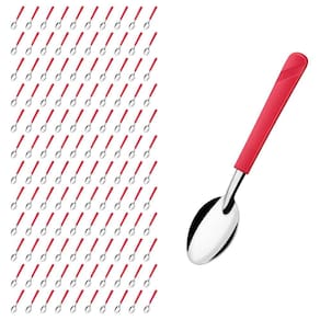 Kit 120 Colheres Linha Luna Vermelho Aço Inox Sorvete Buffet