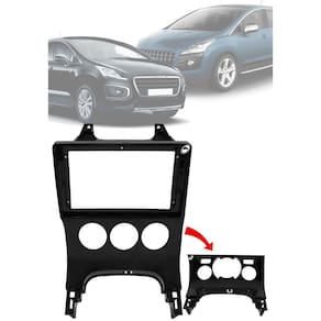 Moldura Painel 2 Din 9" Polegadas Peugeot 3008 2013 até 2015 Black Piano