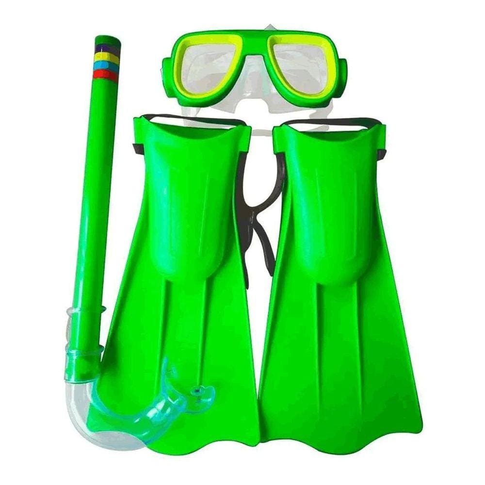 Kit De Mergulho Infantil Com 3 Peças Verde DM Toys