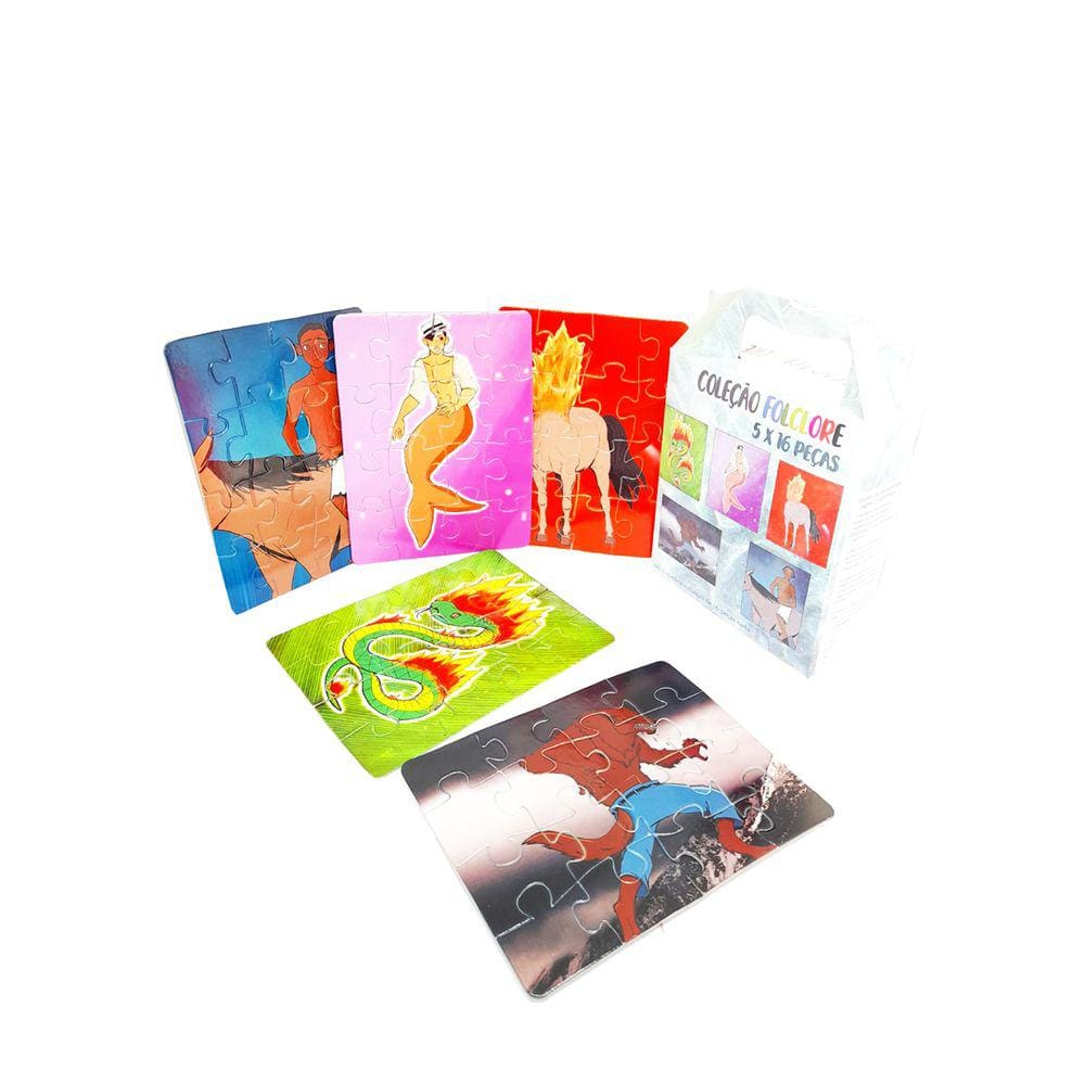 Kit Quebra-cabeças Puzzle Educativo Folclore do Brasil 16 peças