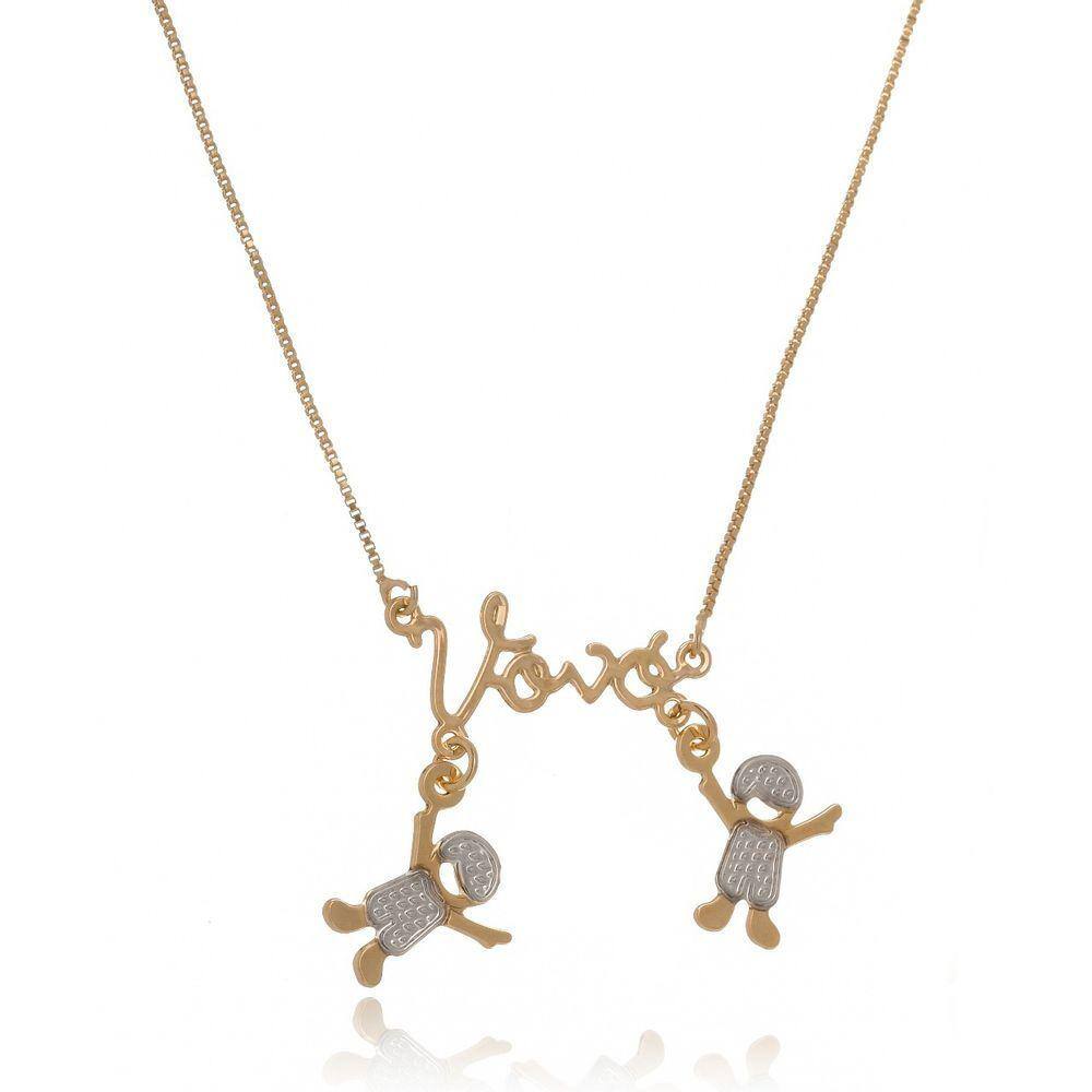 Colar Personalizado Com Pingente Coração Com A Escrita Do Neto(a) Banhado Em Ouro 18k