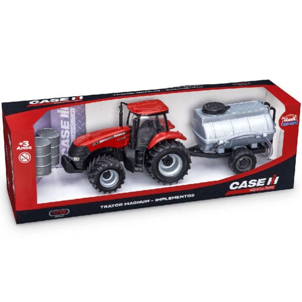 Trator Magnum Tanque Brinquedo Miniatura Infantil com Carretinha Usual 487