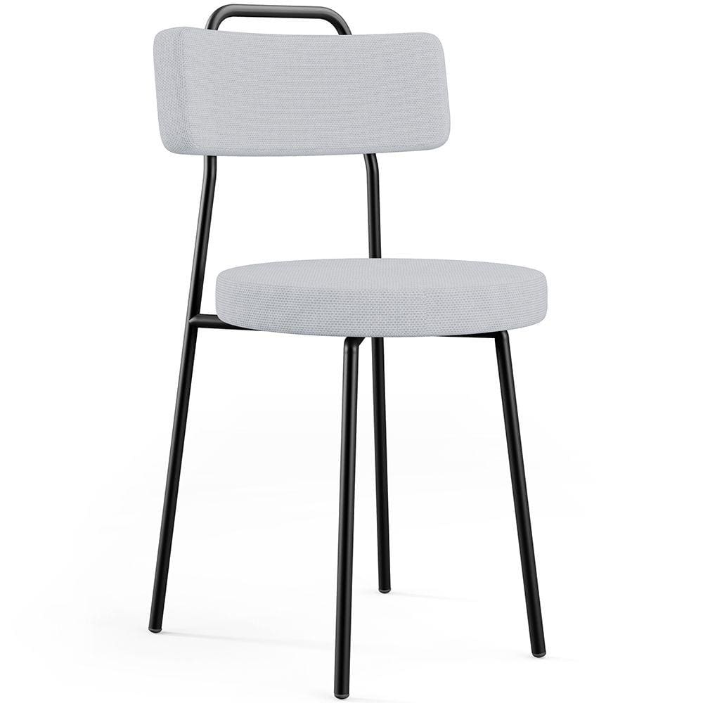 Cadeira Decorativa Estofada Para Sala De Jantar Barcelona L02 Linho Cinza - Lyam Decor