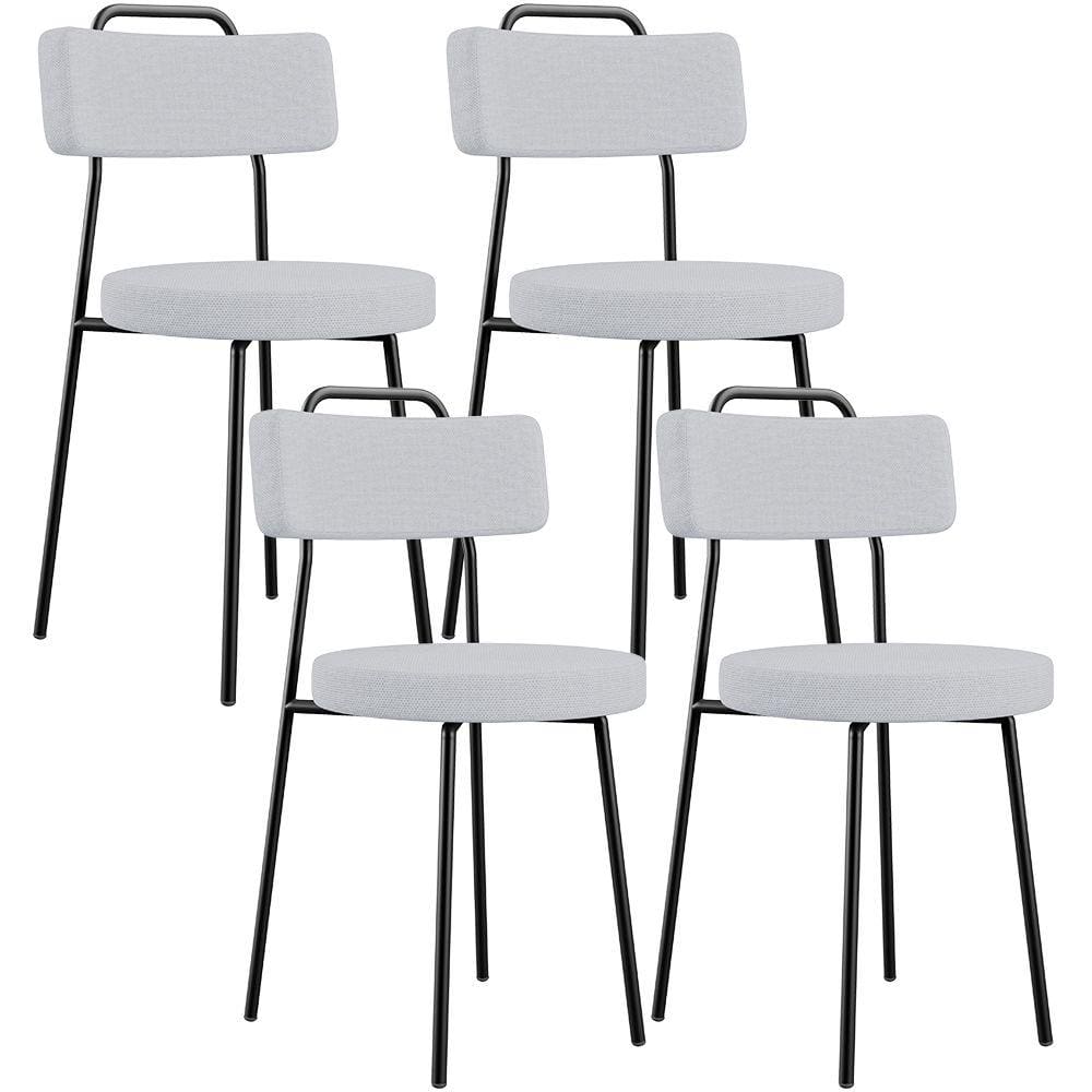 Kit 04 Cadeiras Decorativas Estofada Para Sala De Jantar Barcelona L02 Linho Cinza - Lyam Decor