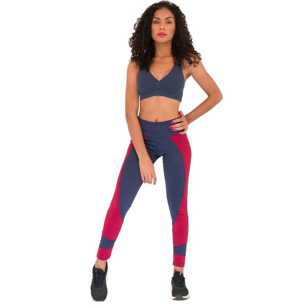 Legging Fitness Marinho Vinho Suprema