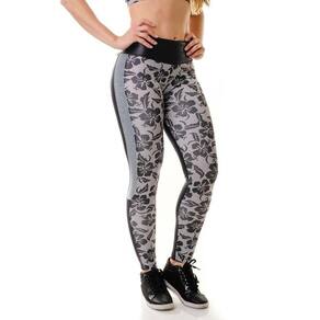 Legging Fitness Preta Floral Suprema