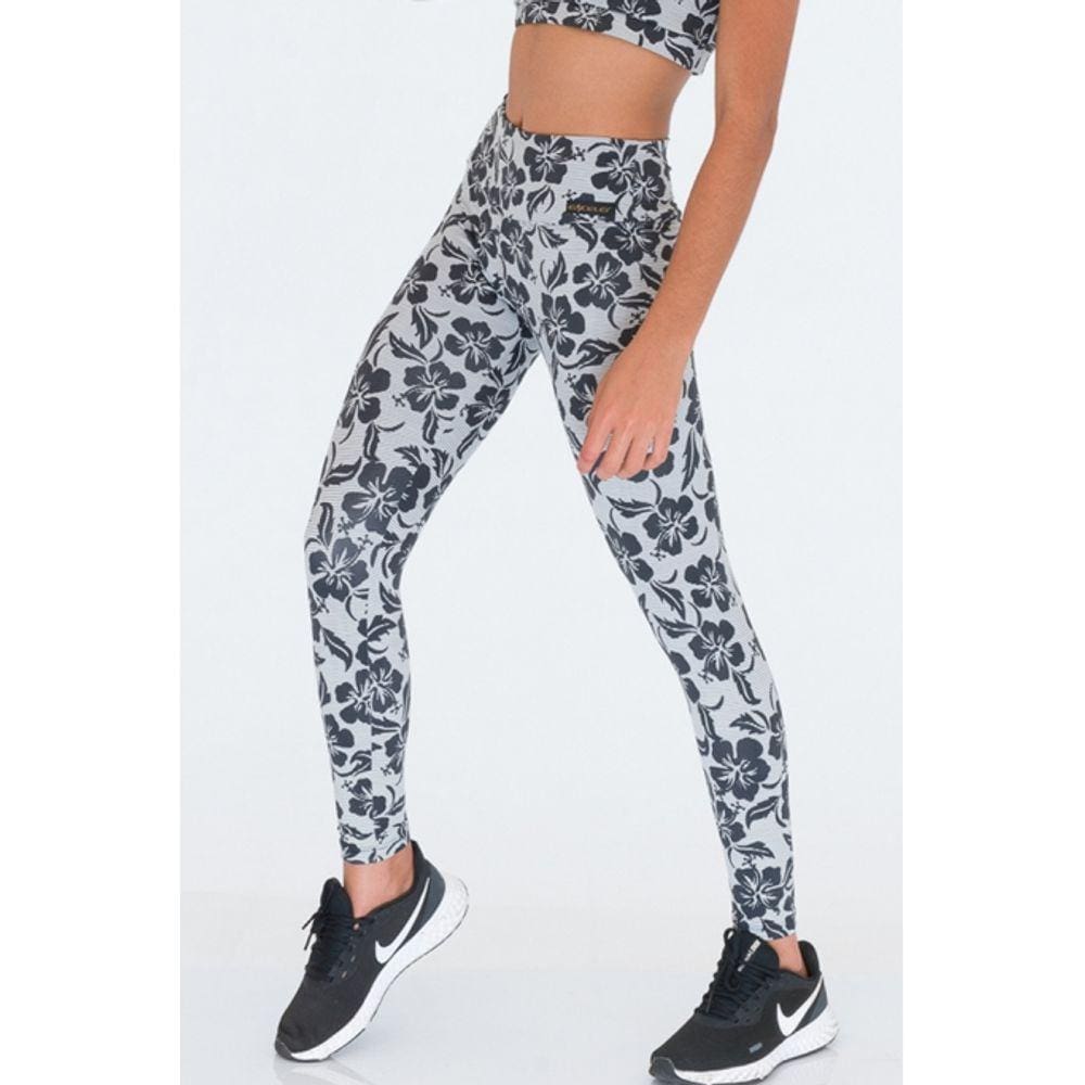 Legging Fitness Estampada Preto Floral Up