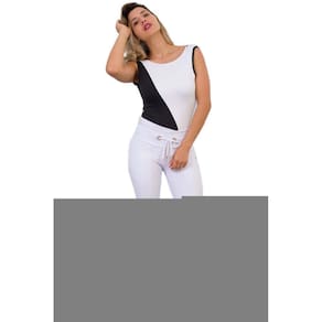 Legging Flare Branca Suprema com Cordão
