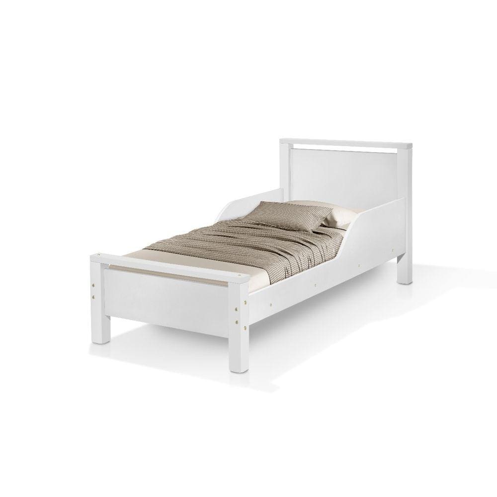 cama meli mdf com pés alta do chão branca