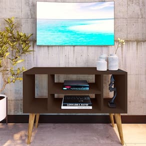 Rack Para Tv Paris Com 4 Nichos Com Pés Retrô - Imbuia - Marrom