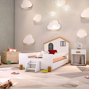 Cama Montessoriana Infantil Solteiro Belissima Preta - Branca E Mel - Branco