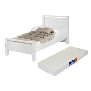 cama infantil estilo retro pés de madeira branco com colchão