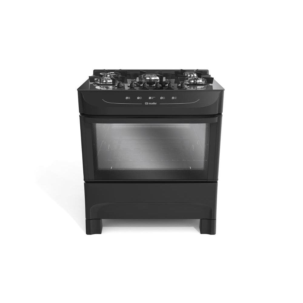 Fogão Mueller 5 Bocas com mesa de vidro Preto MFV5BB - Bivolt