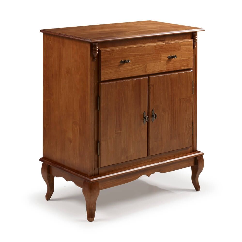 Balcão Buffet Madeira com 2 Portas e 1 Gavetas Pés Luis XV 60629 Linz Móveis - Imbuia Glazer