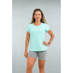 Camiseta Feminina Fitness Verde Turquesa Lean