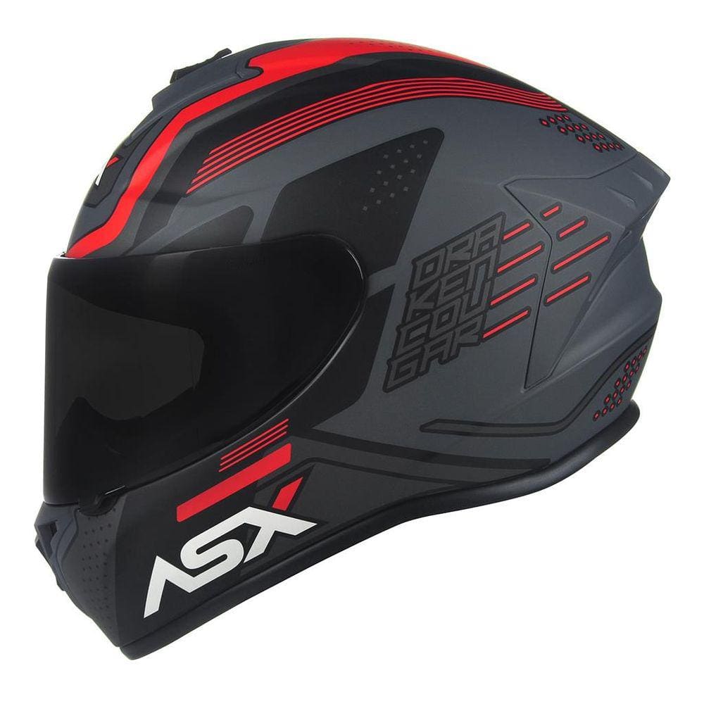 Capacete Masculino Fechado Asx Cougar Vermelho Esportivo