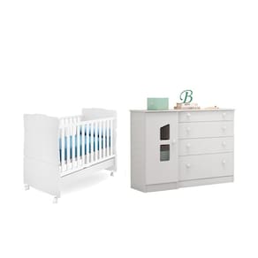 Berço Mini Cama Amore e Cômoda Sapateira Branco - Qmovi