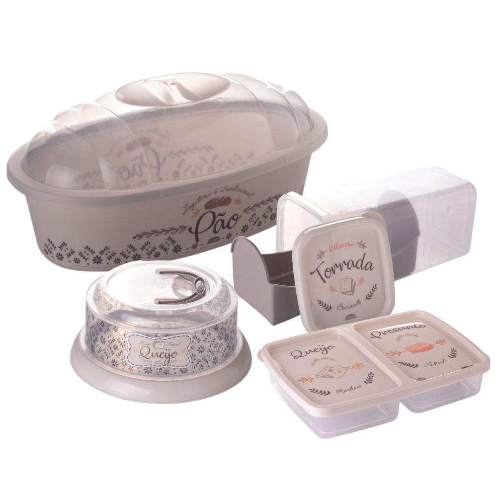 Kit porta queijo, frios, pães e torrada 4 peças Plasutil