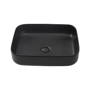 Cuba De Apoio Para Banheiro Retangular Slim Louça Cerâmica 50,5 cm Fluorita Pingoo.casa - Preto Fosco