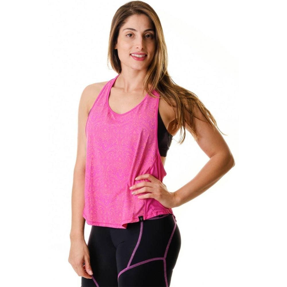 Regata Feminina Fitness Estampa Pink Total Curta Ative