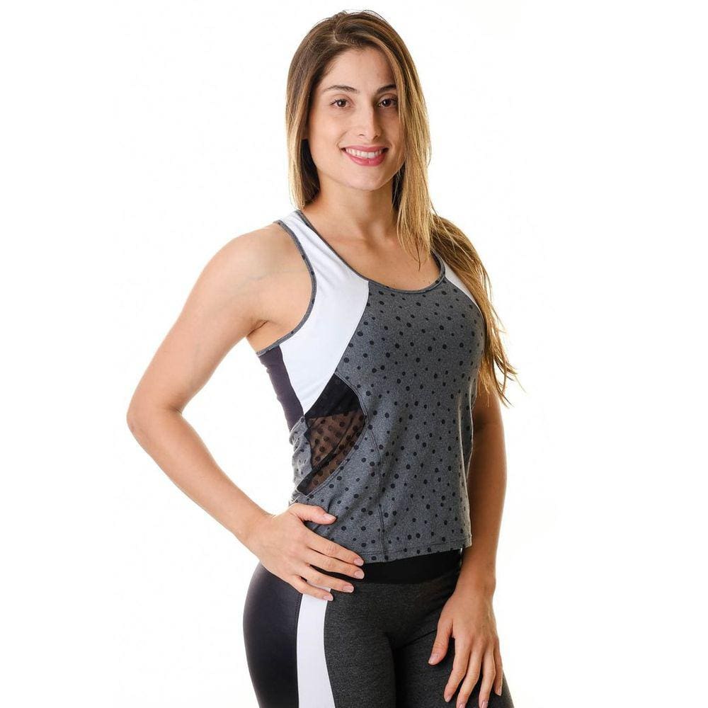 Regata Feminina Fitness Cinza Poa Spark
