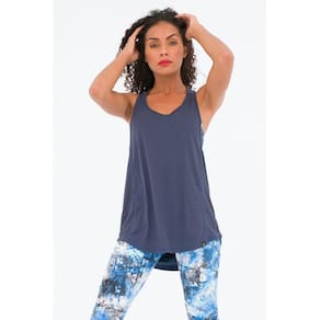 Regata Feminina Fitness Azul Marinho Longa Ative