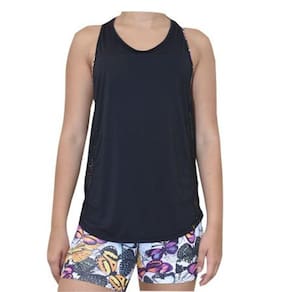 Regata Feminina Fitness Preta Tela Longa Ative