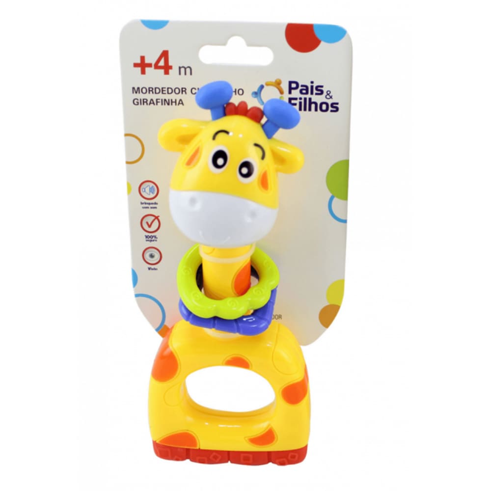 Mordedor Chocalho Com Som Girafinha Pais E Filhos 4+ Meses