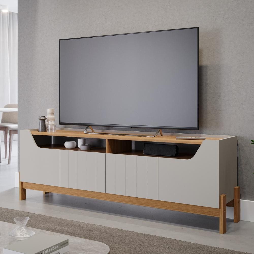 Rack para TV até 70 Polegadas em MDF Moema 4 Portas Off White Nature