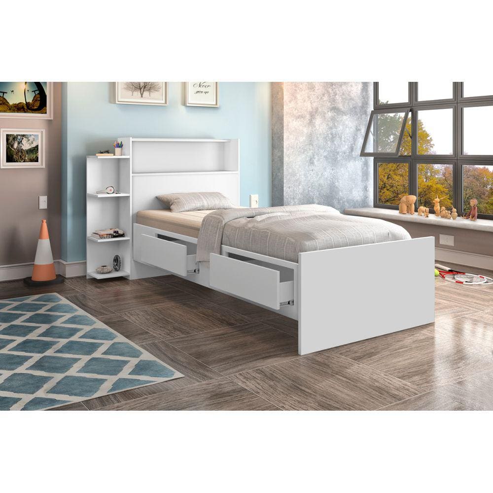 cama tamanho solteiro branca