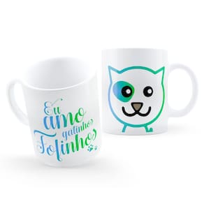 Caneca Eu Amo Cachorros ou Gatinhos Fofinhos Paixão por Pet