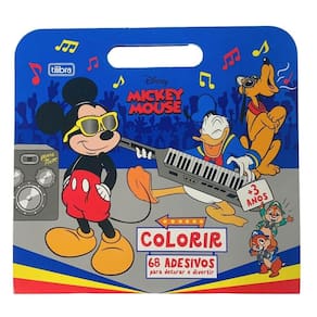 Álbum para Colorir Mickey Mouse Personagem Maleta Pintura 8 Folhas + 68 Adesivos Tilibra