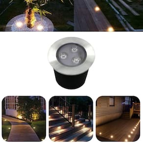 Luminária Balizador Spot Led SMD Em PVC De 3W Luz Branco Quente De Embutir Em Piso Chão Solo Gramado Jardim Escada