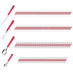 Garfo Colher Faca Colher Chá Inox Vermelho Luna 240 Peças