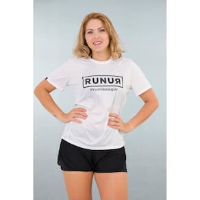 Camiseta Feminina Branca Stretch Fun Estampa Run